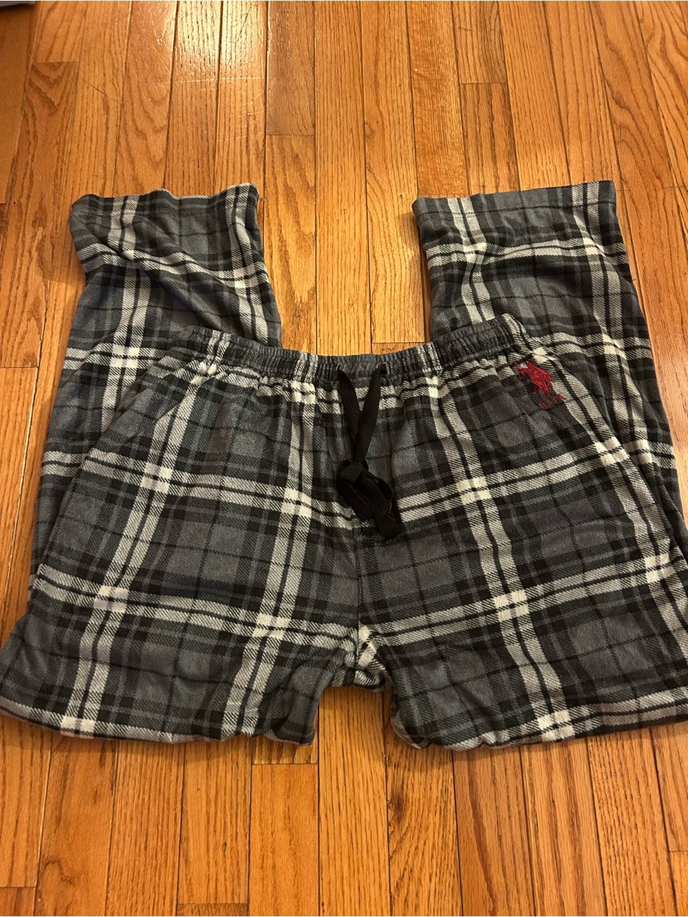 U.S. Polo Assn. Gray Plaid Men’s Sweatpants with Red Logo